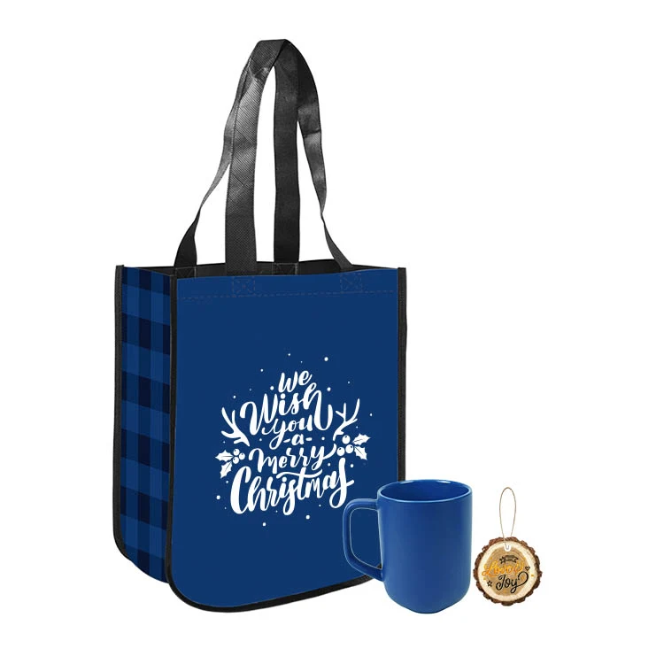 Buffalo Plaid Christmas 3" Trunk Design Ornament Gift Set 1