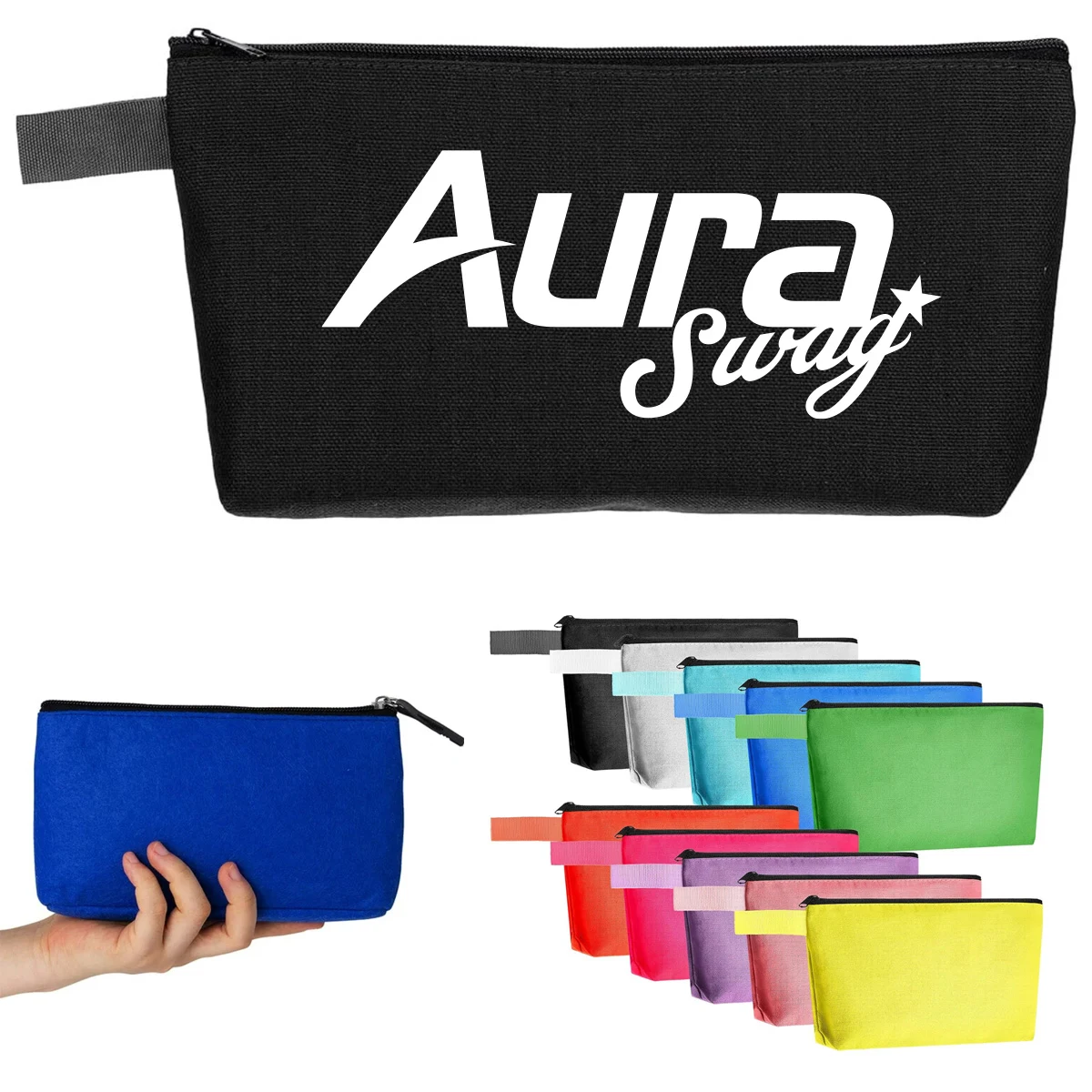 Cotton Canvas Zipper Pouch for Cosmetics and Travel 1