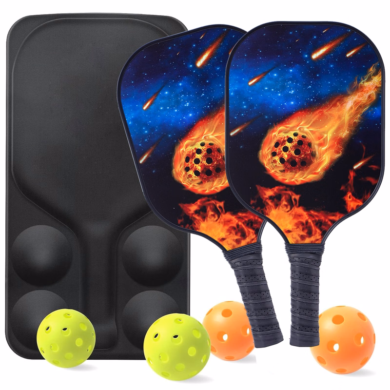 Glass Fiber Pickleball Racket Paddle & Ball Set w/ EVA Bag