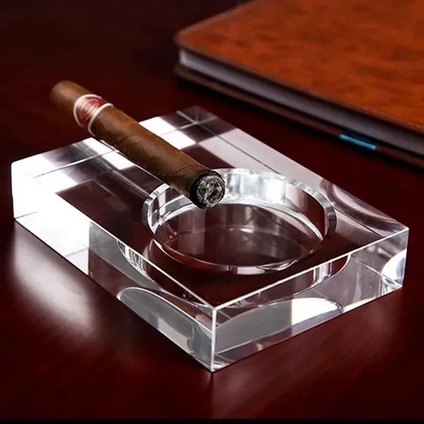 Rectangle Crystal Single Cigar Ashtray 1