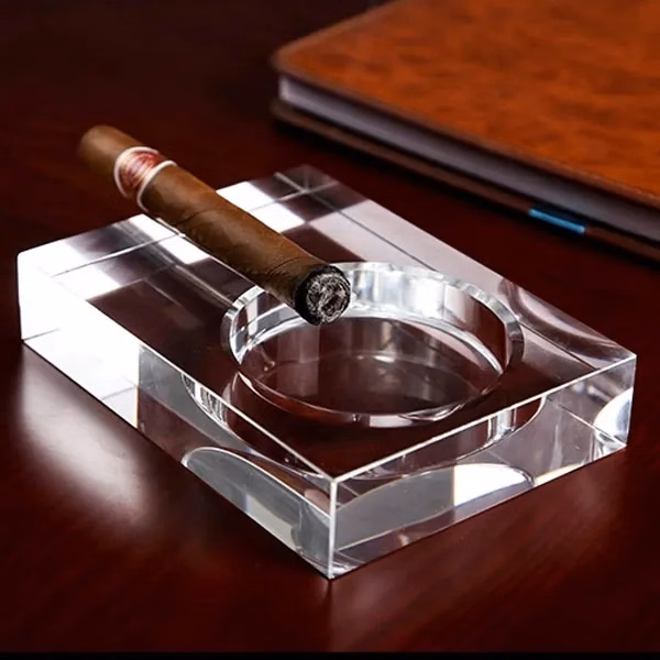 Rectangle Crystal Single Cigar Ashtray