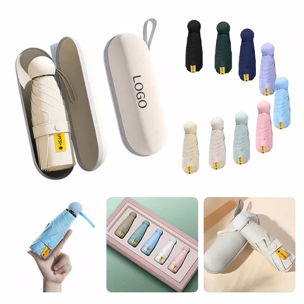 Compact UV-Protective Folding Umbrella with Case