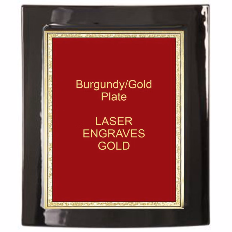 7-1/2" x 9" Black Piano Finish Eclipse Plaque with a Red Florentine Plate