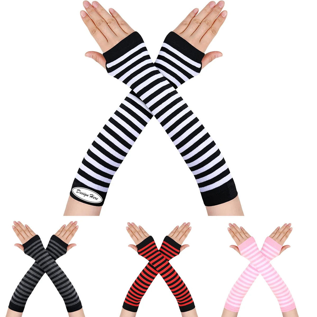 Punk Gothic Rock Long Arm Warmer Fingerless Gloves 1