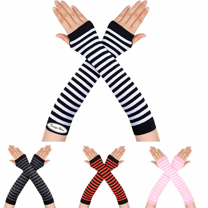 Punk Gothic Rock Long Arm Warmer Fingerless Gloves