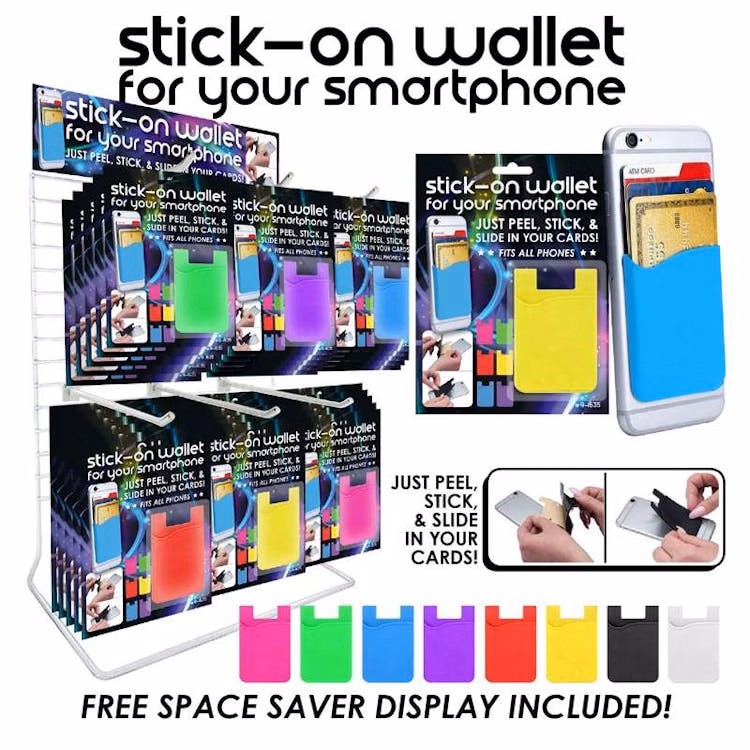 Stick On Phone Wallets - Assorted Colors