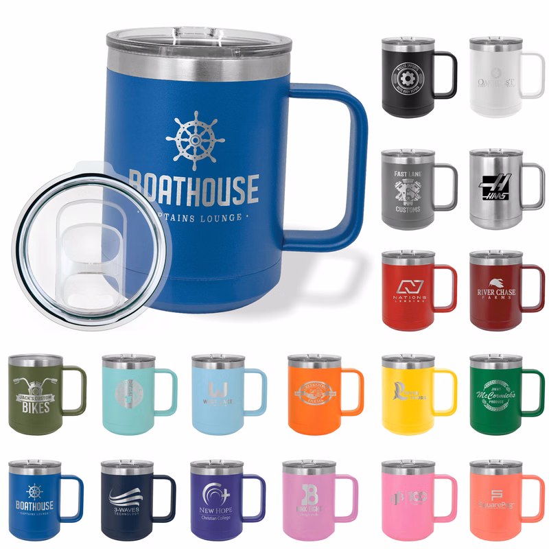 Polar Camel 15 oz. Stainless Steel Coffee Mug w/ Sliding Lid
