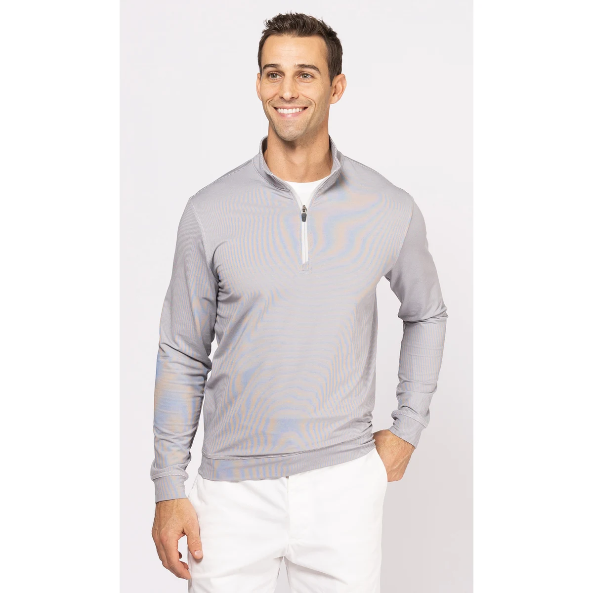 OOBE Men's Durant Striped Quarter Zip Pullover, custom hoodie or sweatshirt with logo imprint 1