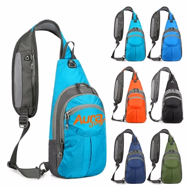 Custom Hiking Sling Bag — Dual Headphone Jacks 15" Outdoor Crossbody Bag