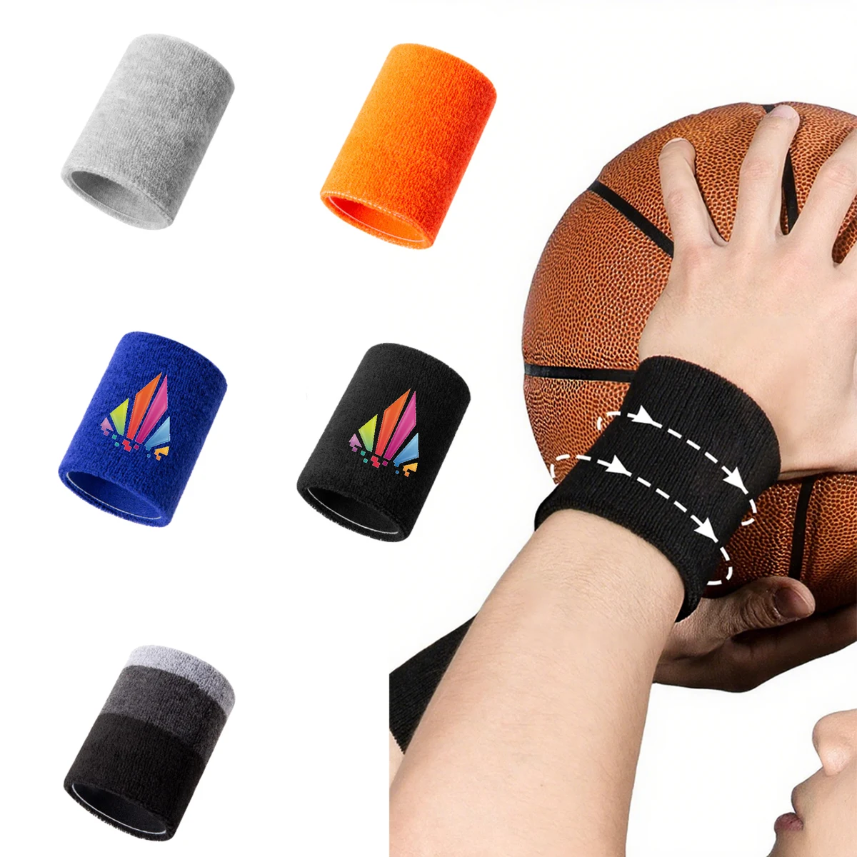 Full Color Absorbent Elastic Sports Wristband MOQ 50 1