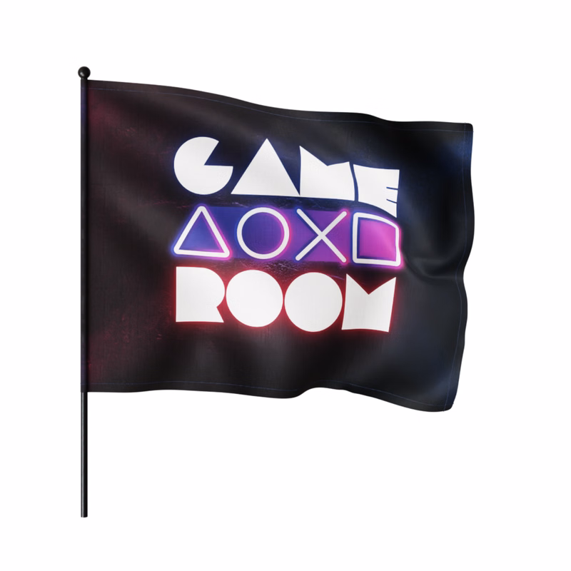 Waving Rally Flag 22"x17" with 24" Pole