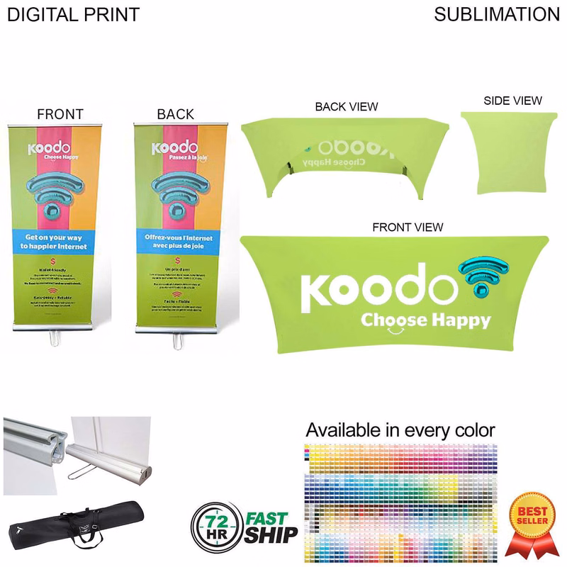 72Hr Fast Ship - Supreme Tradeshow Package, Banner (DP783) + Stretch fit tablecloth 6' (SU577)