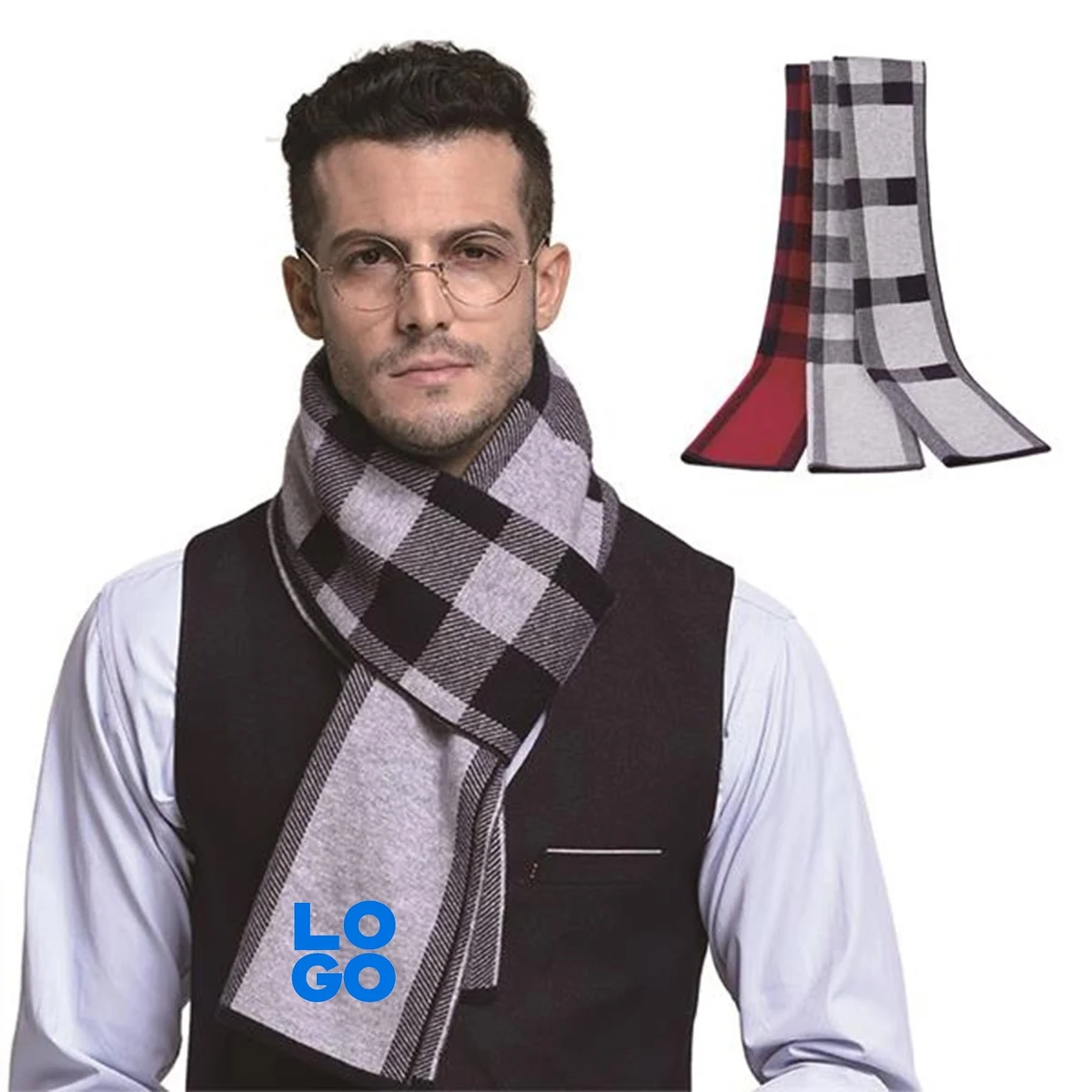 Striped Wool Scarf for Men 1