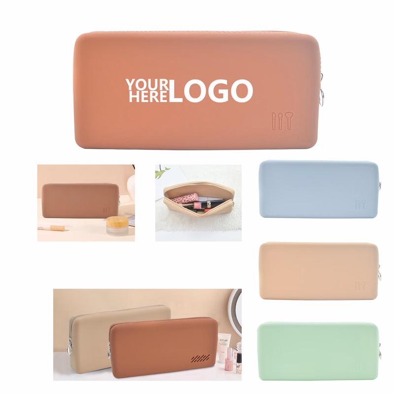 Silicone Zippered Portable Makeup Bag for Travel and Outdoor Use with Ample Space