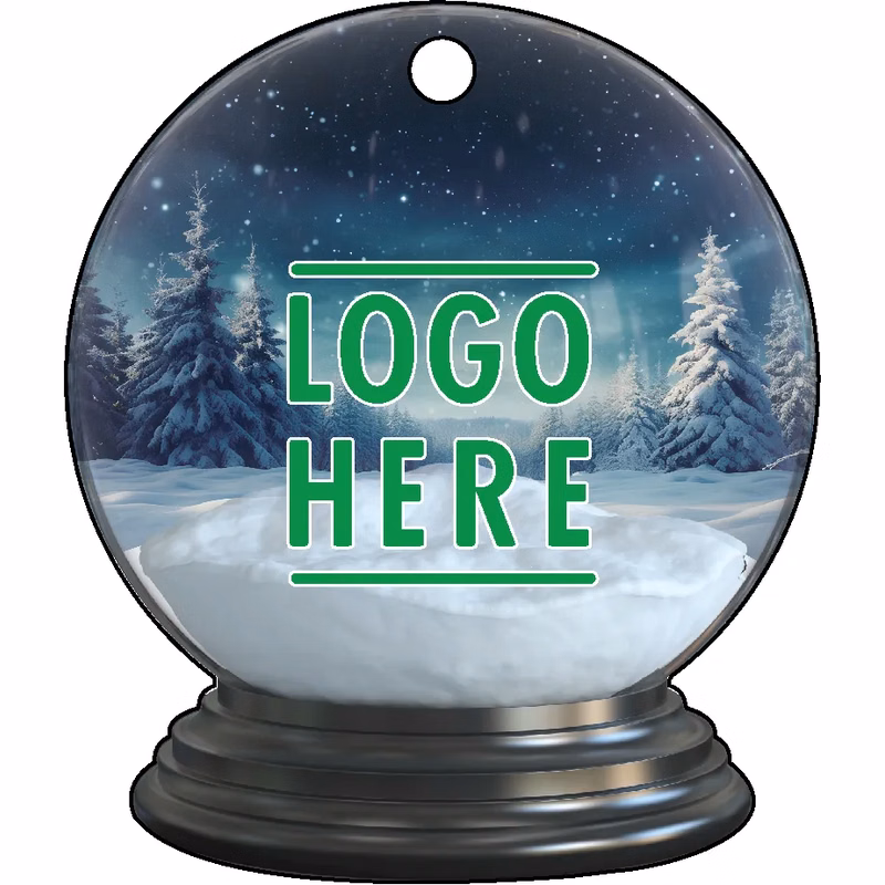 1/4" Recycled Wood Ornaments-Snow Globe with Snow and Trees