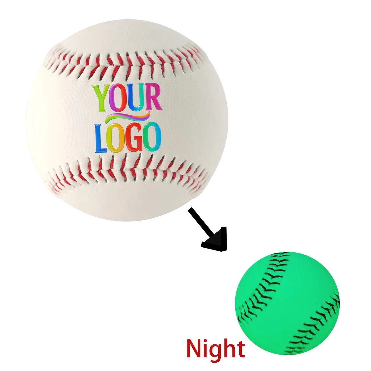 Hardwood Core Glow In The Dark PVC Baseball 1