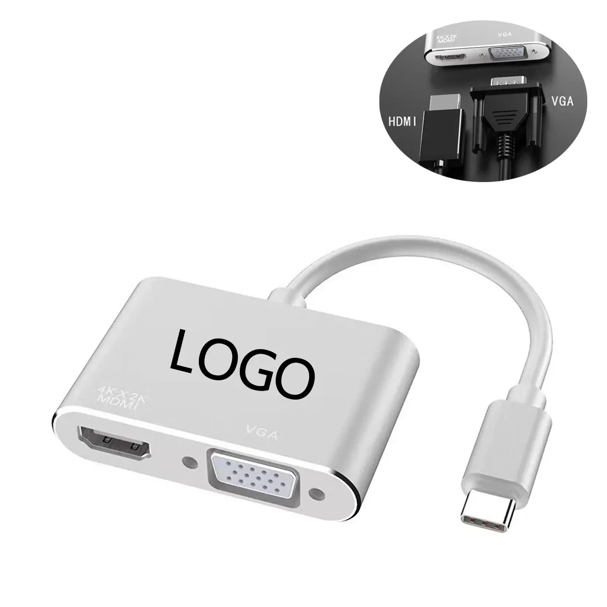 Type-C 2 Port Hub With HDMI & VGA 1