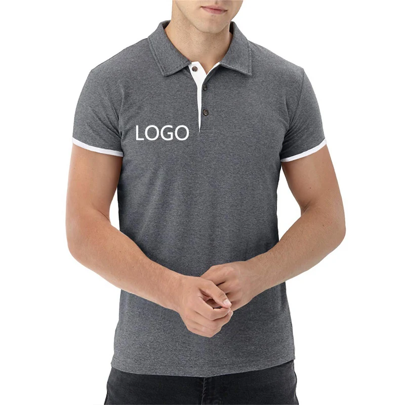 Business Men's Short Sleeve Lapel Polo Shirt / Button 1