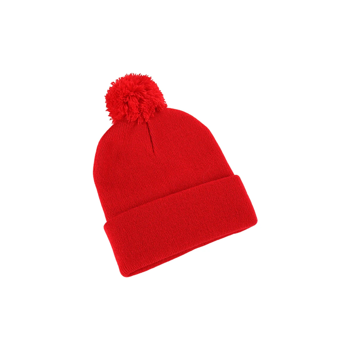 Acrylic Knit Cuff Beanie With Pom 9.1 x 7.5" 1