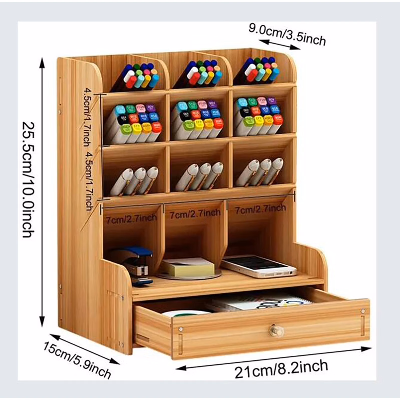 Wooden Desk Storage Box