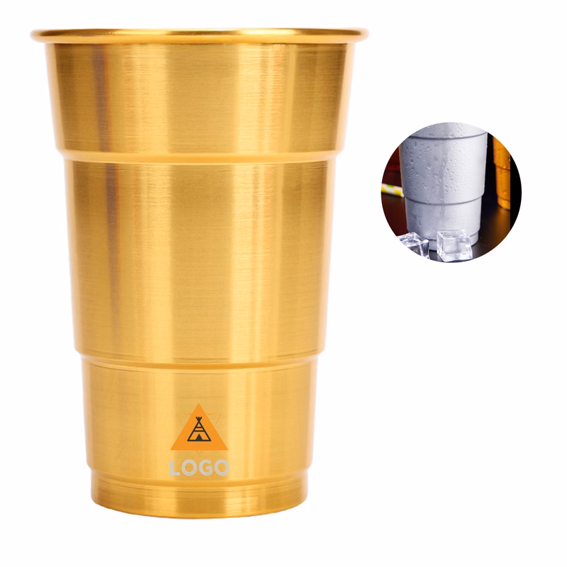 MOQ 50 Aluminum Beer Cup Food Grade Single Layer Metal Cup Custom Logo
