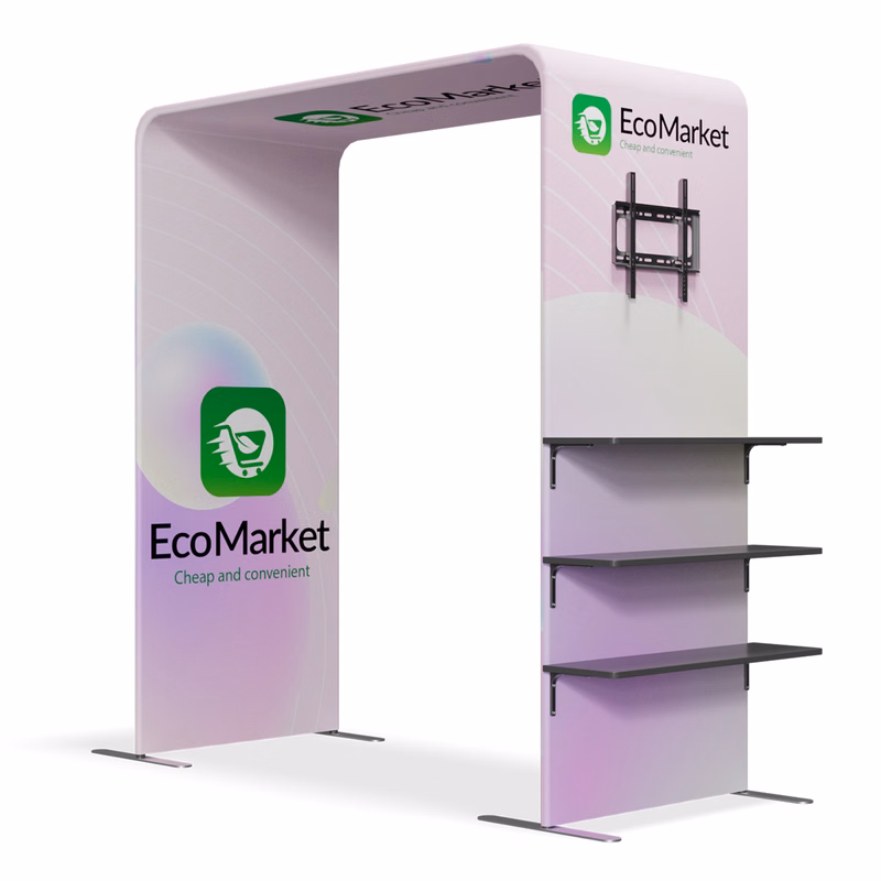 Square Arch Display w/Shelves &TV Rack - 10'wx7.5'h