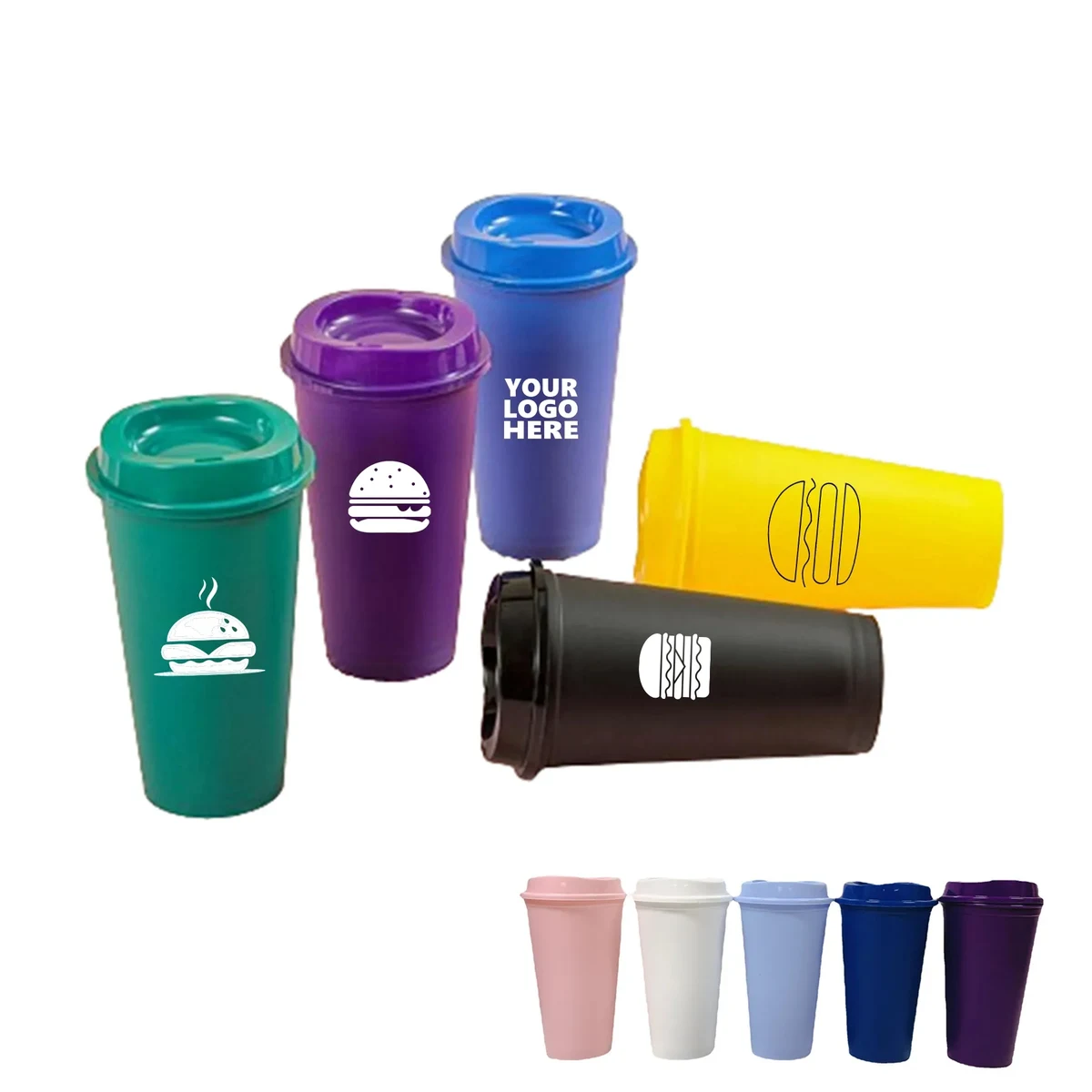 16oz Plastic Stadium Coffee Cup With Lid 1