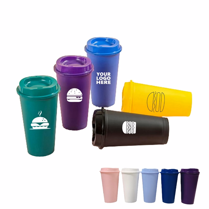 16oz Plastic Stadium Coffee Cup With Lid