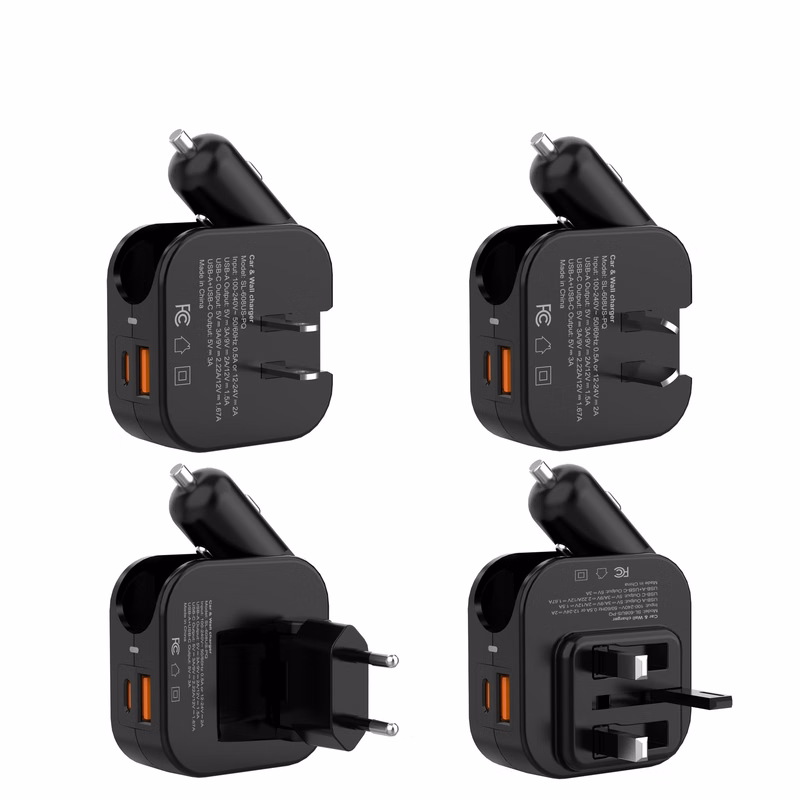 Portable Multifunction car and wall 2 in 1travel charger