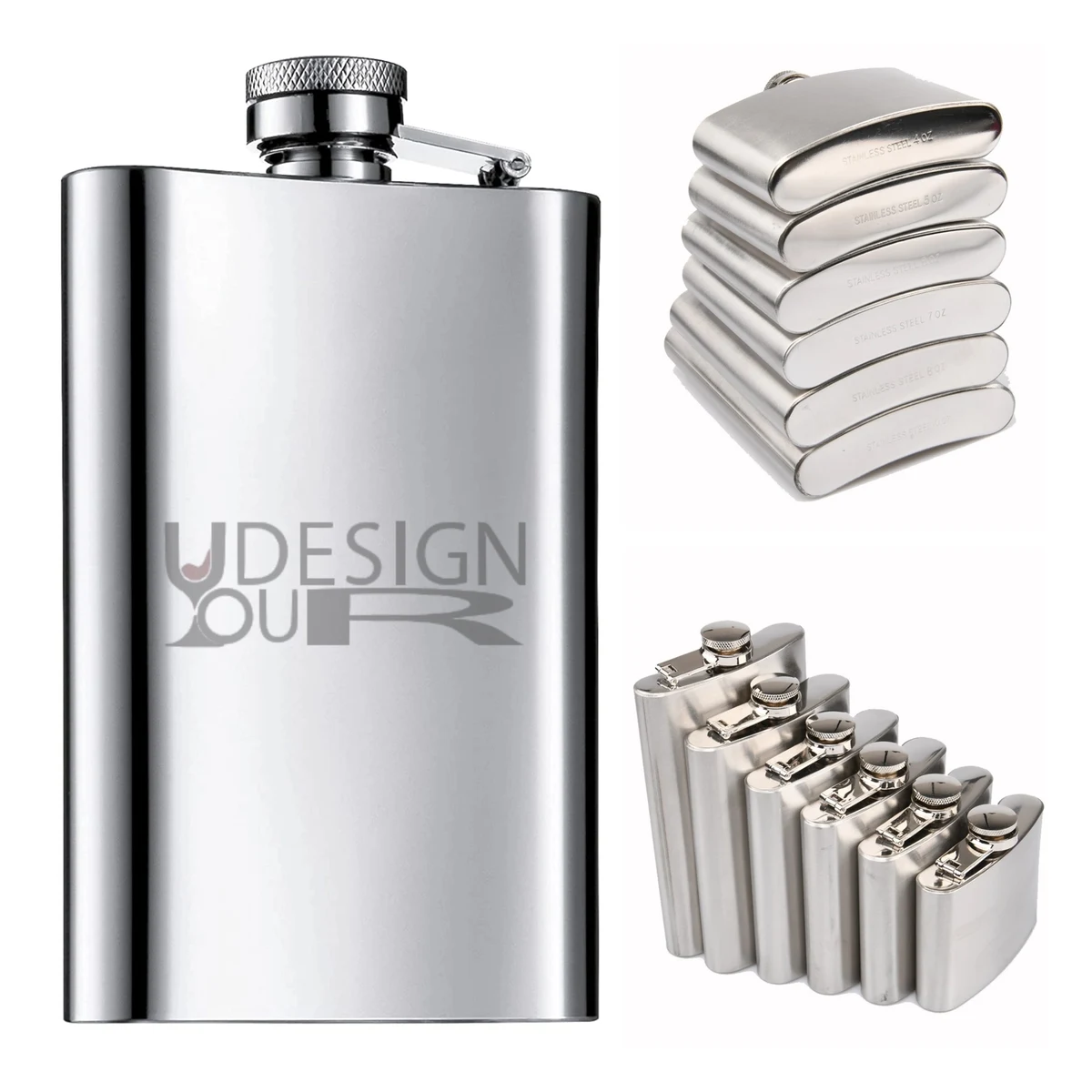 4oz Stainless Steel Flask MOQ 50PCS, custom water bottle with logo imprint 1