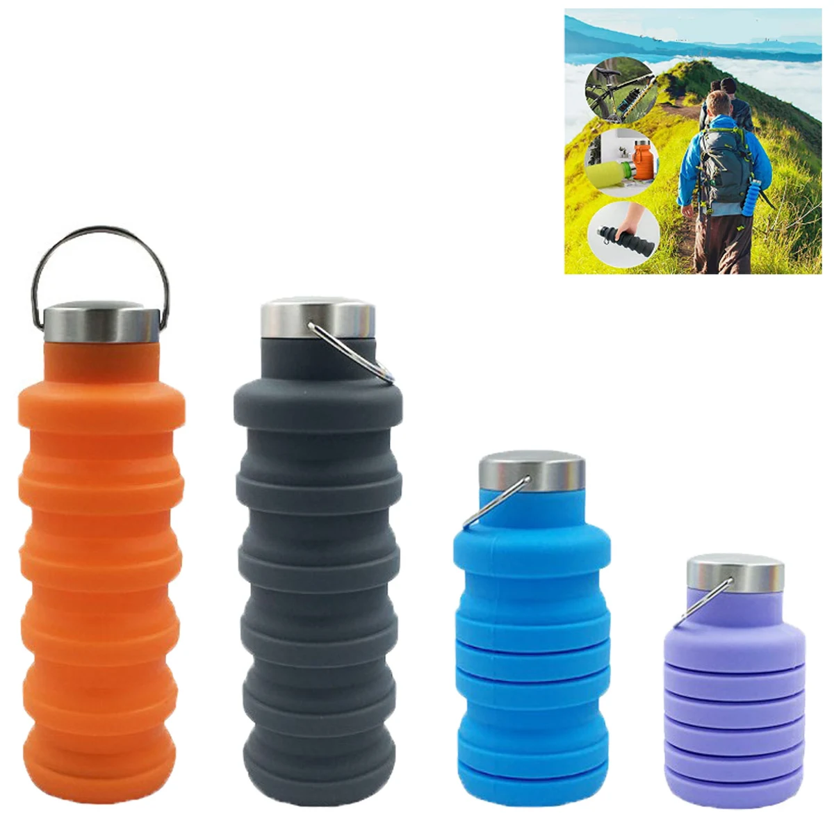 18.5Oz Collapsible Food Grade Silicone Water Bottle 1