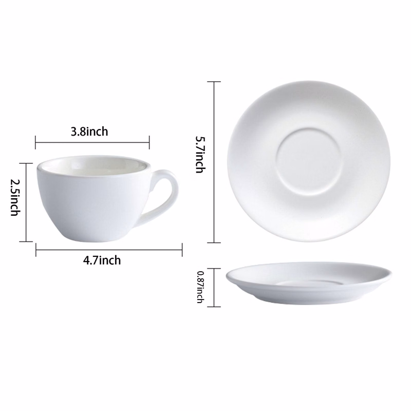 Ceramic 7.7oz multi-color coffee cup and saucer set