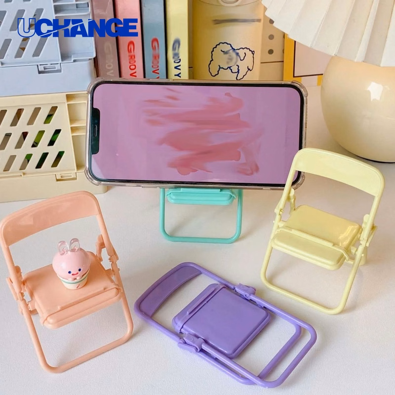 Mini Foldable Chair Phone Holder Creative Desk Stand for Devices