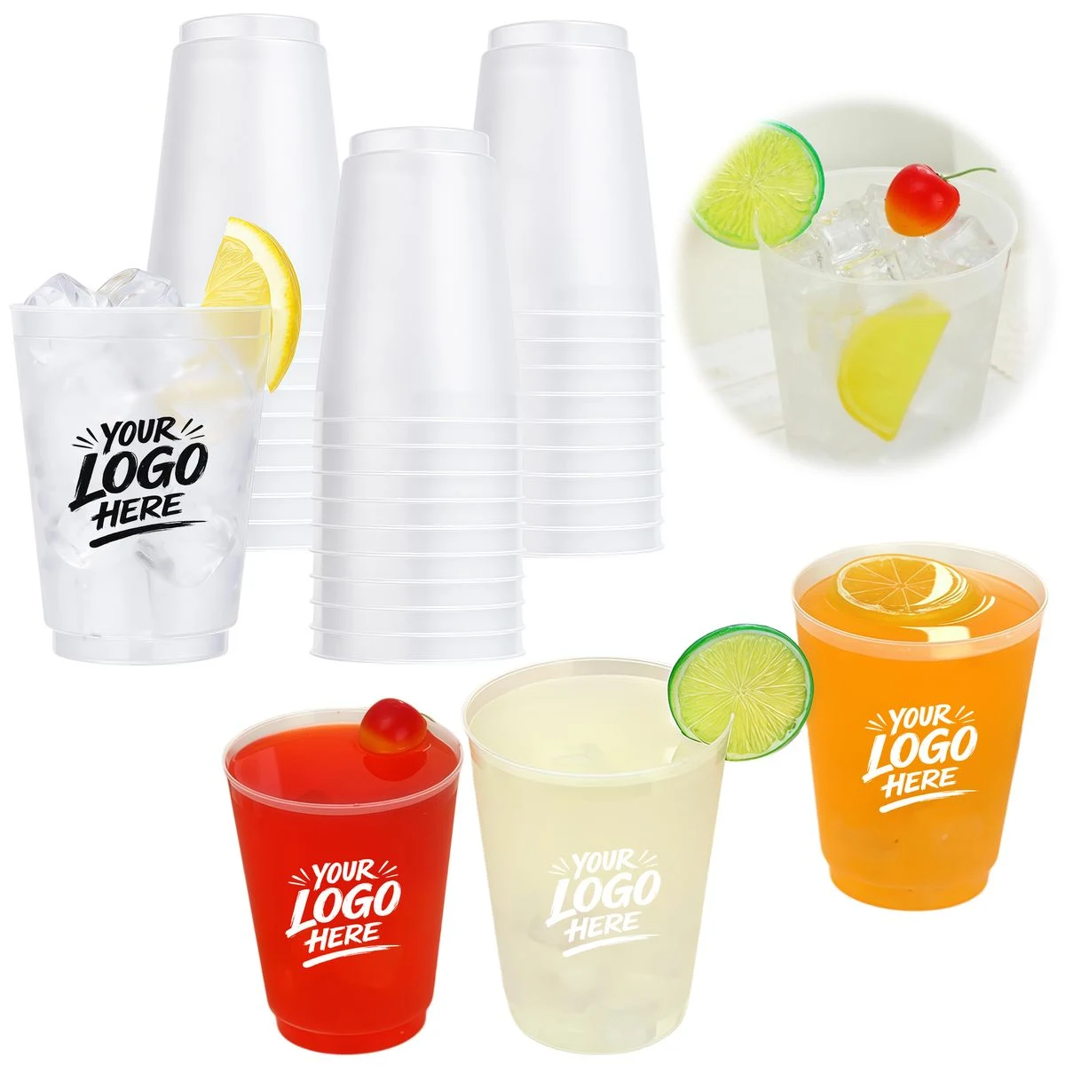 16oz Frosted Clear Plastic Party Cup 1