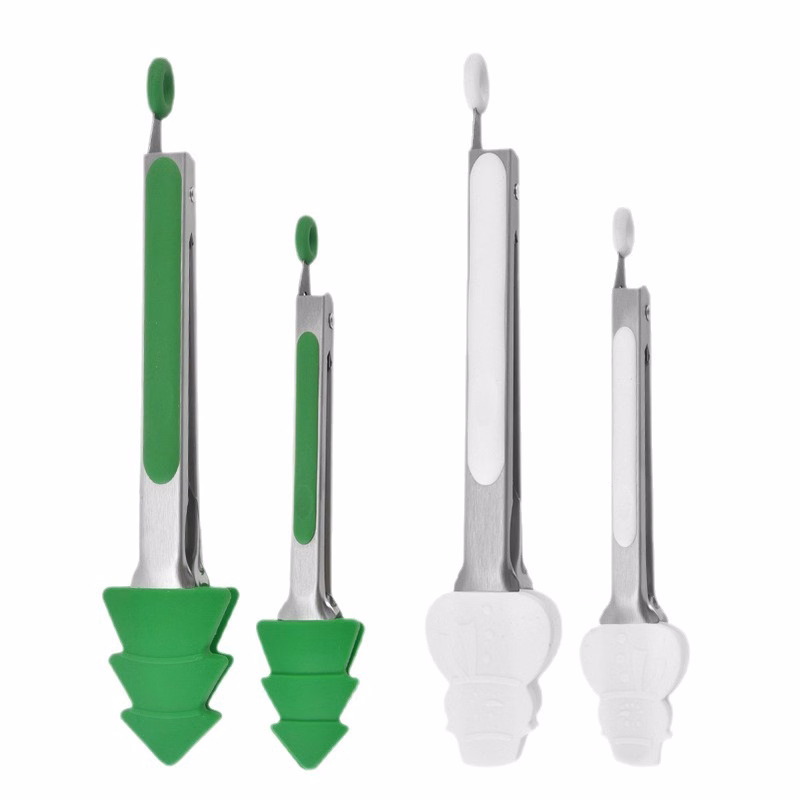 Christmas Tree Silicone Serving Tongs w/ Locking Mechanism