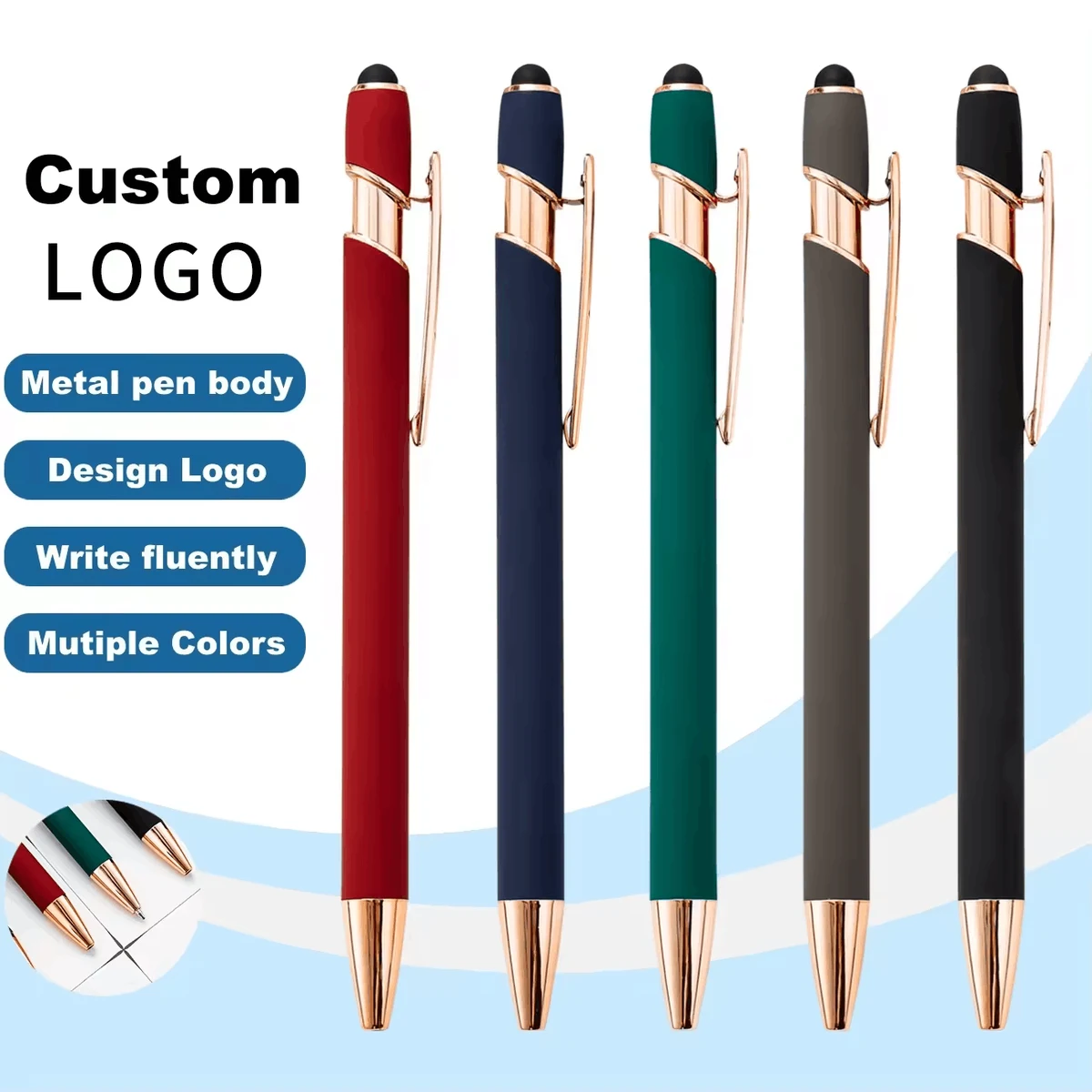 Rita Soft Touch Rubber Ballpoint pen with Stylus 1