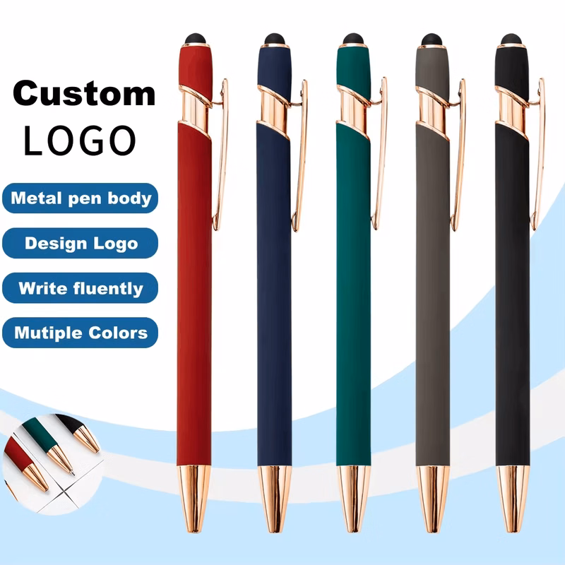 Rita Soft Touch Rubber Ballpoint pen with Stylus