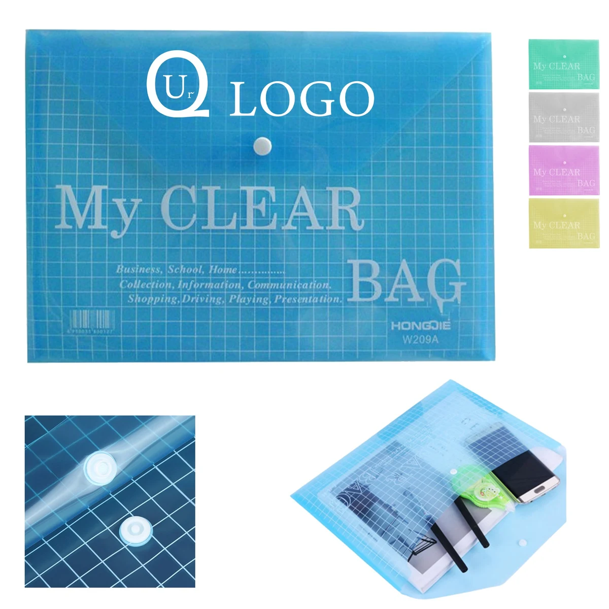 A4 Transparent Button Type Folder 1