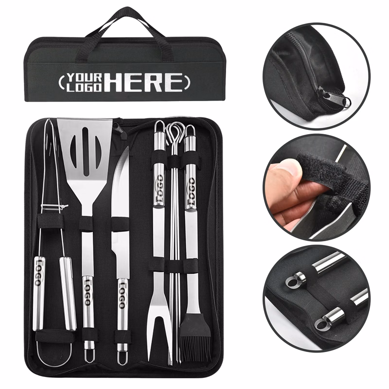Stainless Steel Barbecue Tool Set with Bag