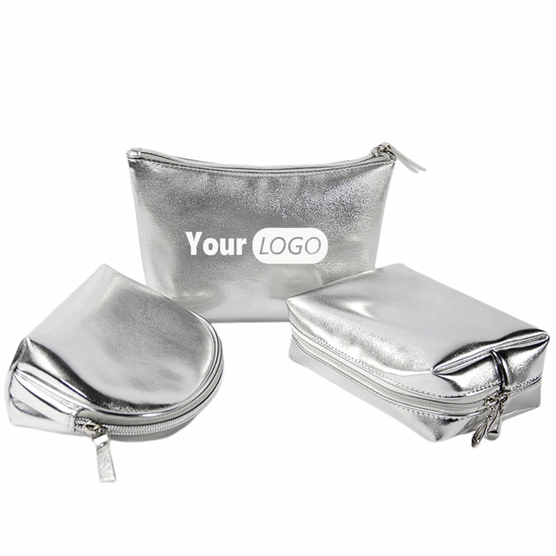 Silver Waterproof Portable Cosmetic Bag