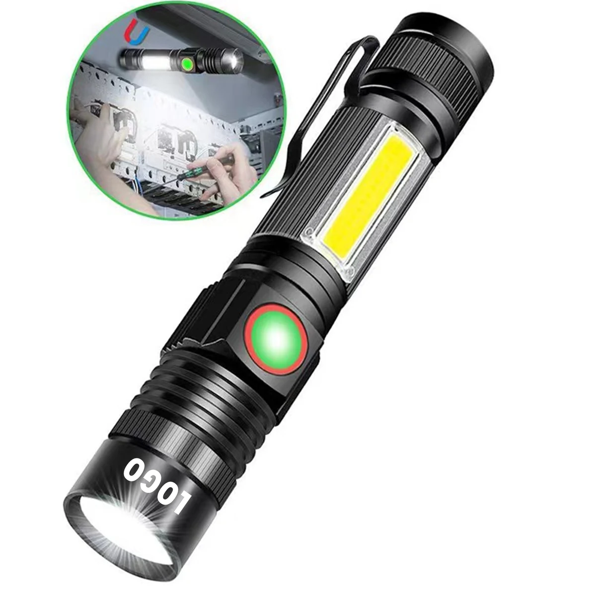 Rechargeable Magnetic LED Flashlight With COB 1
