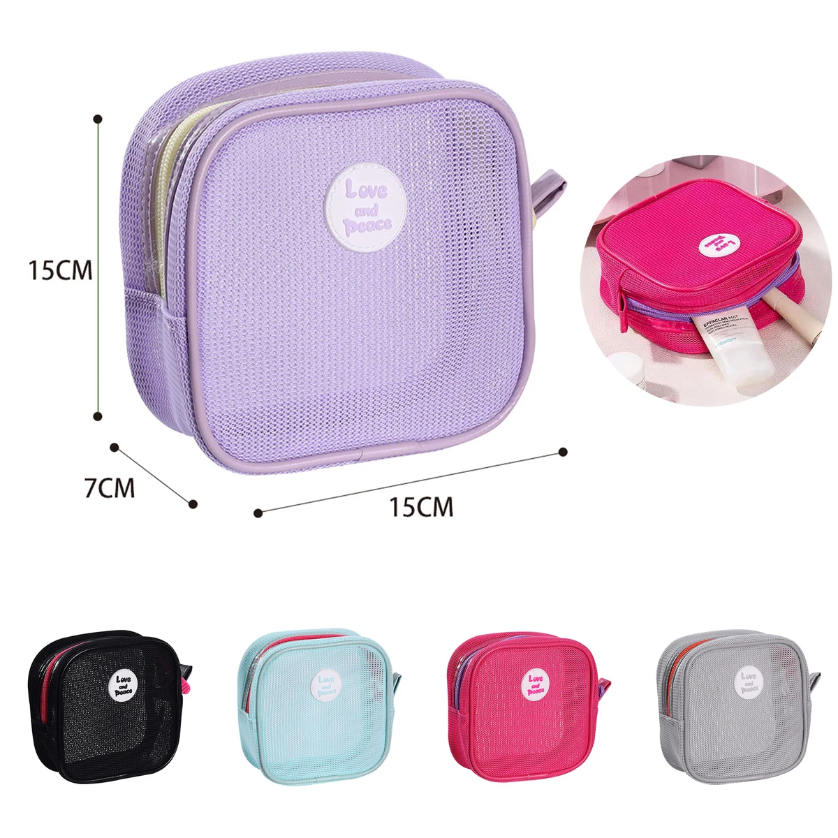 Mesh Zipper Cosmetics Pouch 1