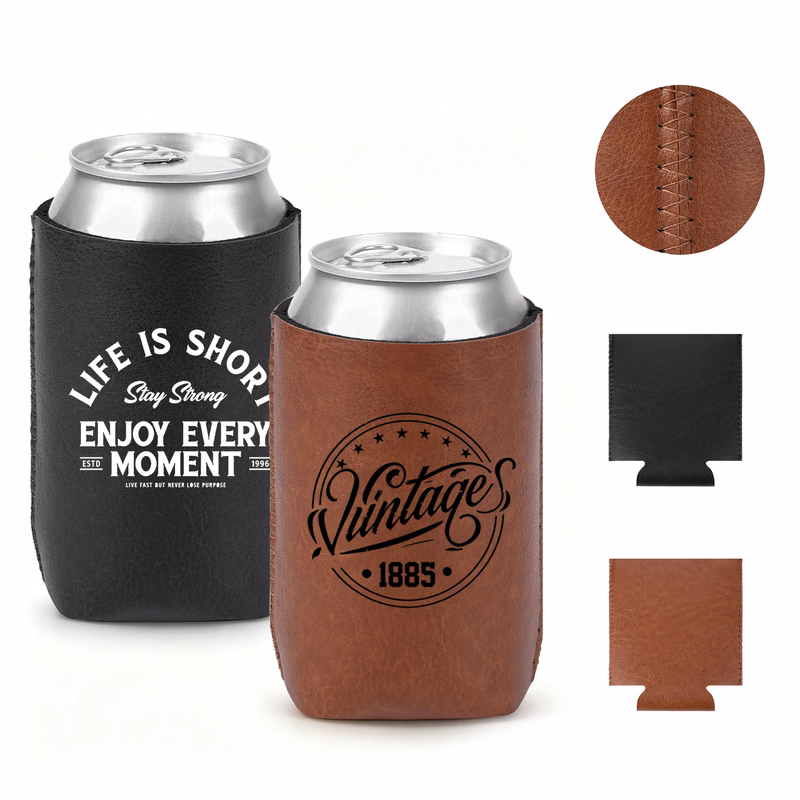 Deluxe PU Leather Insulated Can Cooler