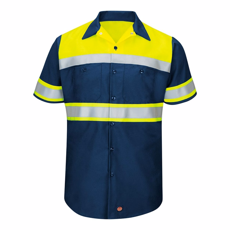 Men's Hi-Visibility Colorblock Ripstop Short Sleeve Work Shirt - SY80