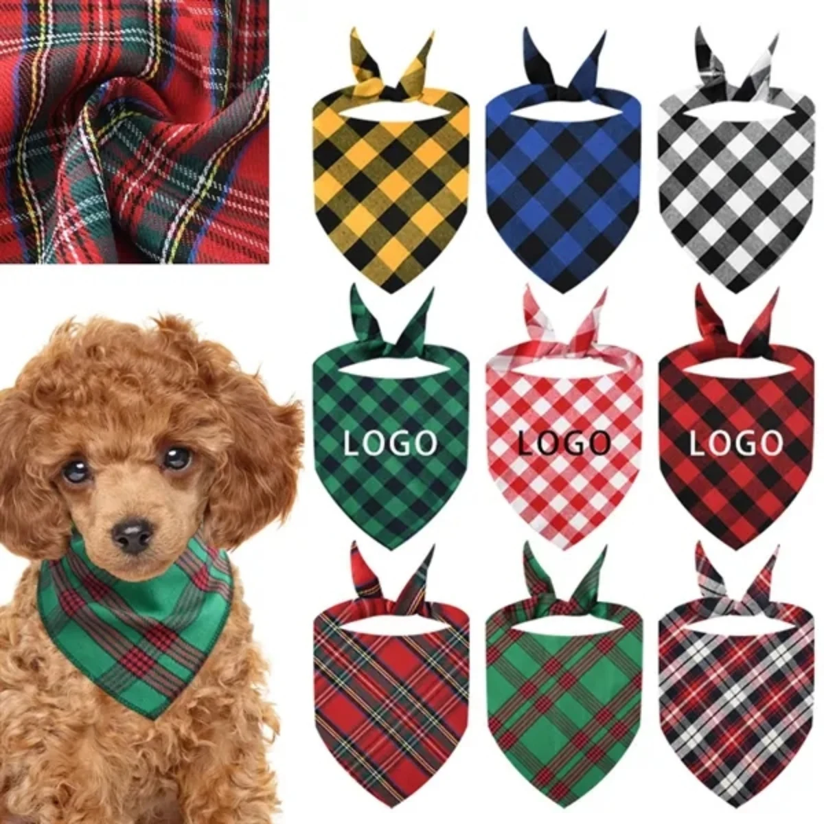 Absorbent Plaid Dog Bandana 1