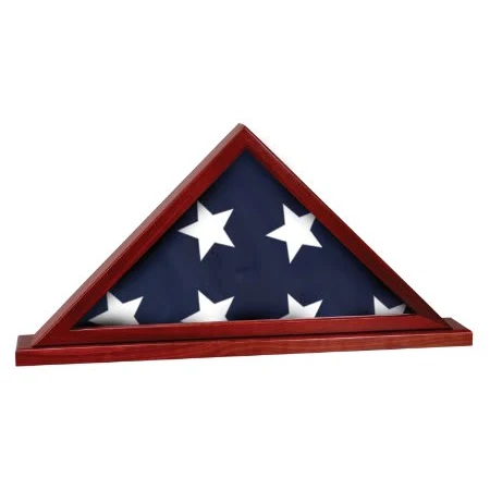 16 1/4" x 8 1/4" Rosewood Finish Flag Display Case with Base Attached 1