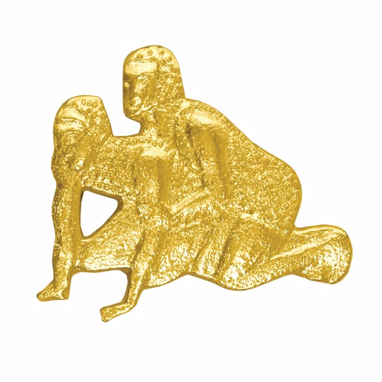 Wrestling Bright Gold Chenille Lapel Pin