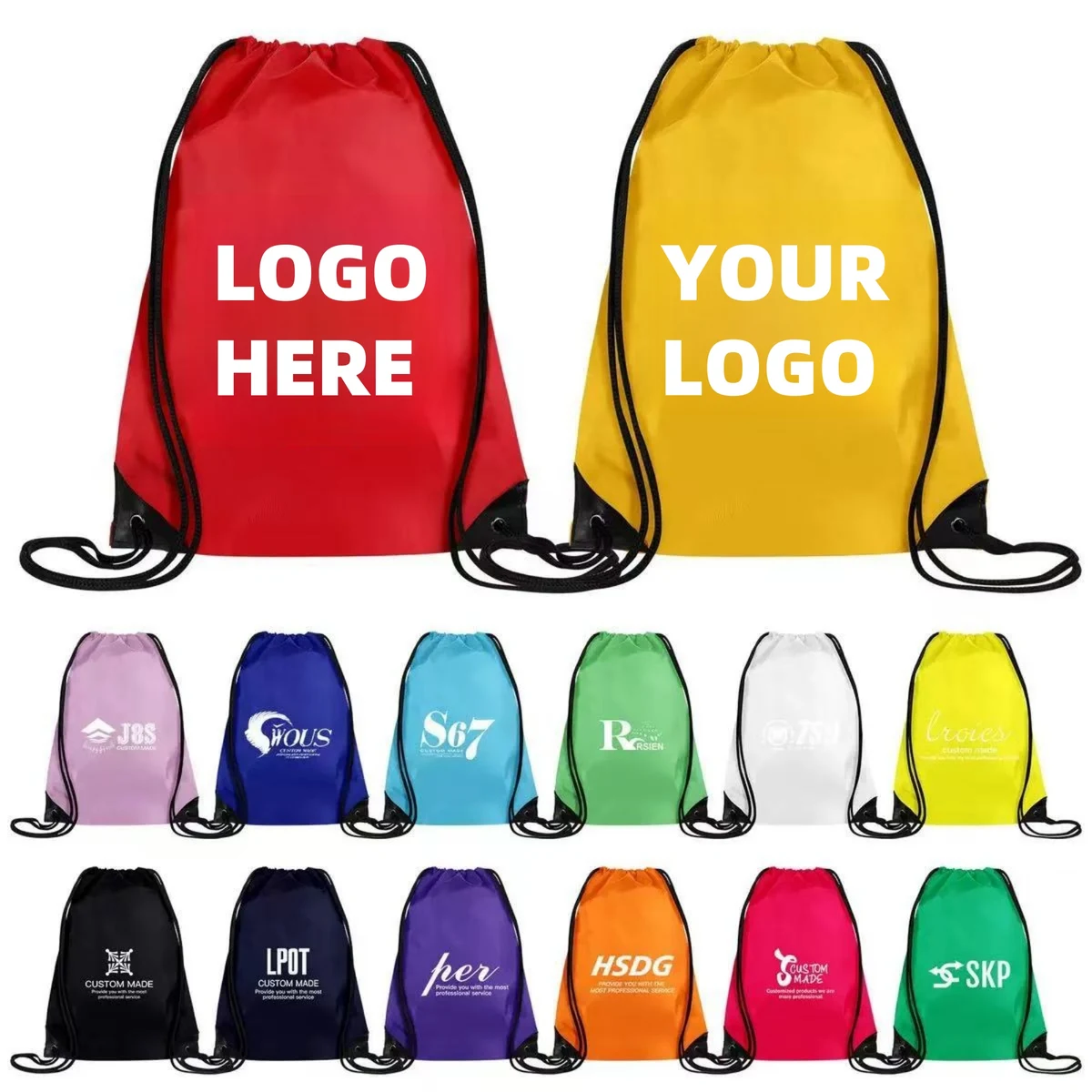 Polyester Drawstring Backpack Outdoors Storage Bag 1