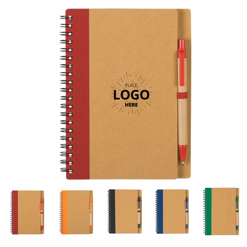 Kraft Cover Spiral Notebook with Pen