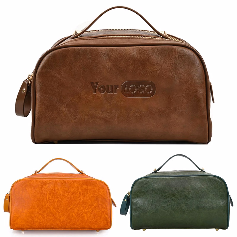 Water-Resistant Leather Toiletry Organizer